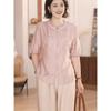Chinese-style Mother's Summer Suit, Short-sleeved T-shirt, Top, Temperament, Thin Shirt, Two-piece Suit for Ladies