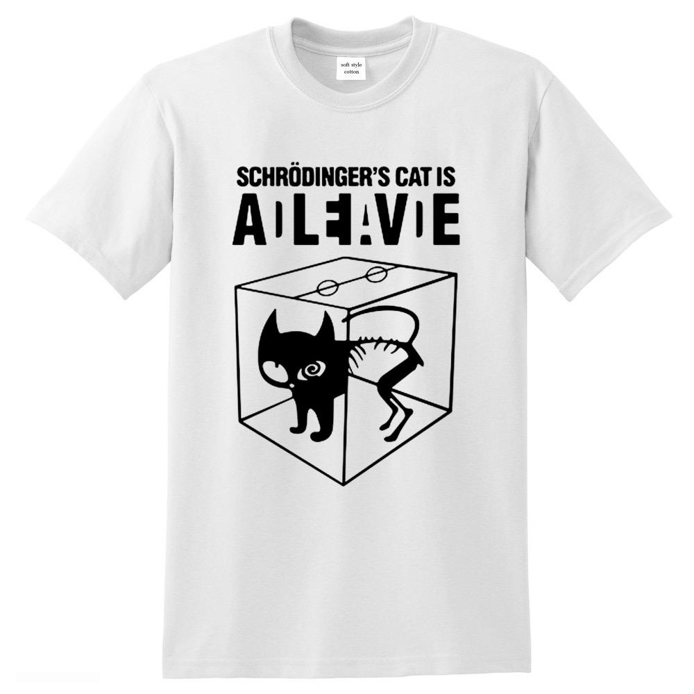 

Mens Tshirt Top Quality cotton Schrodingers Cat print men T shirt crew neck casual The Big Bang Theory mens Tshirt geometric 4XL