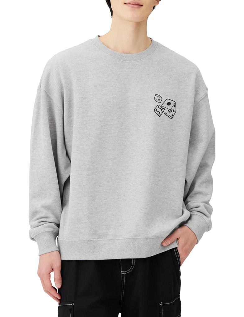 IMPROVES SIDEWAYSTANCE Dice Fleece Sweatshirt, Men's, 70170, Heather Gray