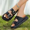French Summer Leather Slippers Breathable Soft Sole Slippers for Women