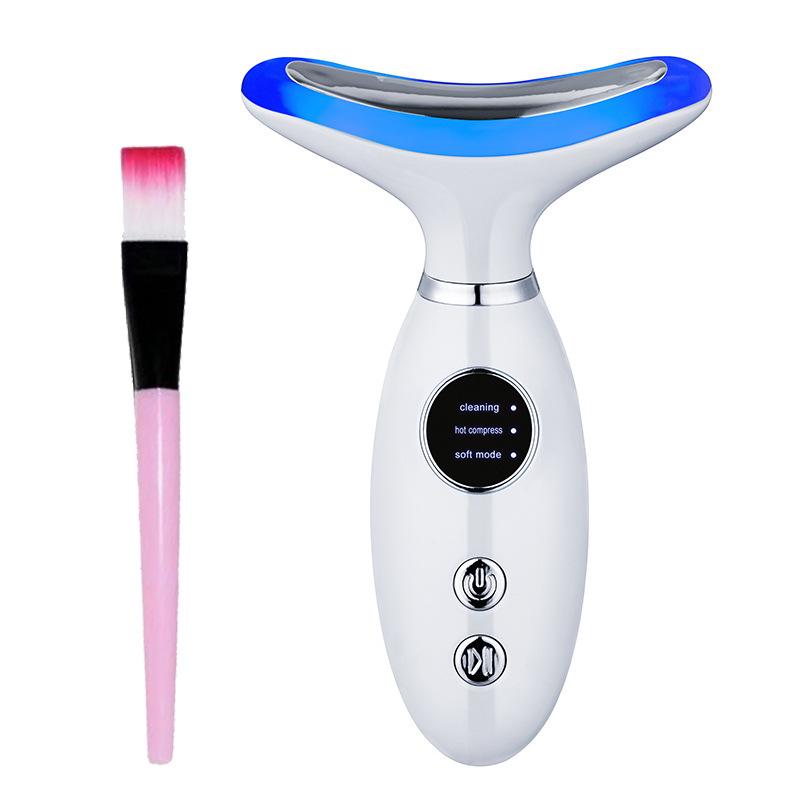 Portable Neck Beauty Device: Vibration & Heat Wrinkle Reducer with Face Scraper белый