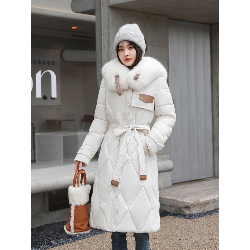 

Women s new removable fur collar windproof lightweight thickened fluffy warm cold loose long high quality fabric casual sports jacket M