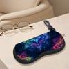 2D-Neon Mandala Flower Print Protective Sunglasses Case, Portable Zipper Eyewear Pouch, Lightweight Zipper Eyeglasses Holder for Travel Gift