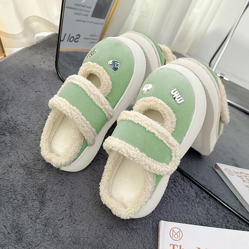 Suede cotton slippers autumn and winter home super thick cold-proof non-slip wear-resistant warm cotton slippers winter