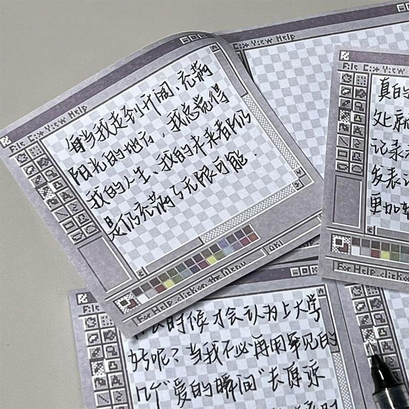 5Pcs Unique Daily Planning Square Sticky Notes Pad Creative Retro Sticky Notes Computer Drawing Board Square Sticky Notepad