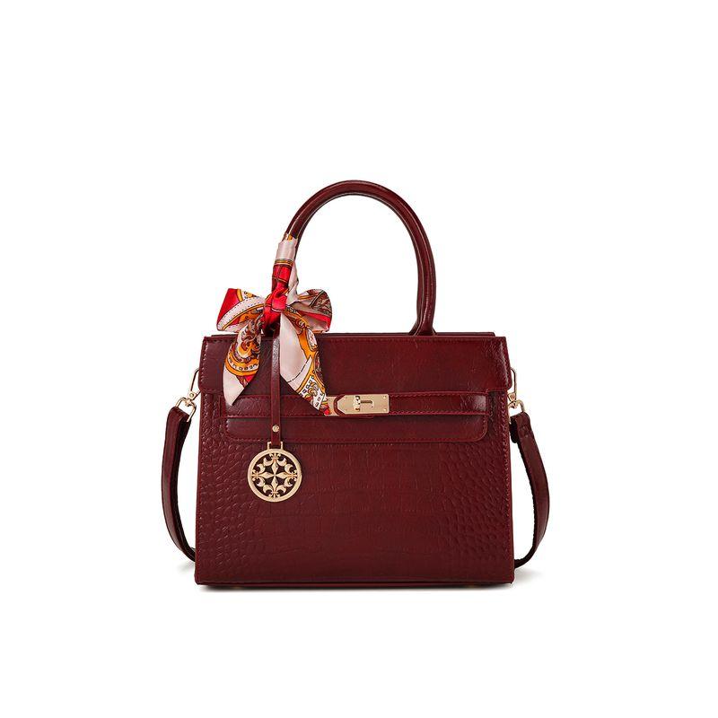 

Mom Style Wedding Bag Women Versitile Fashion Crocodile Pattern Handbag Red Elegant Mother-in-Law Messenger Bag Gift Red