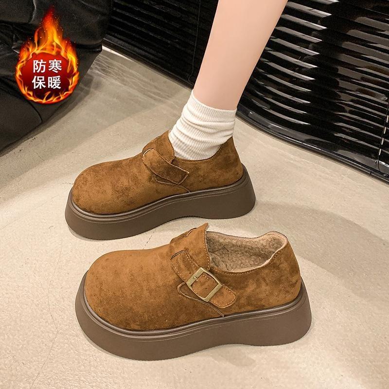 Muffin thick-soled heightened 2 new winter plush warm fluffy cotton shoes snow boots