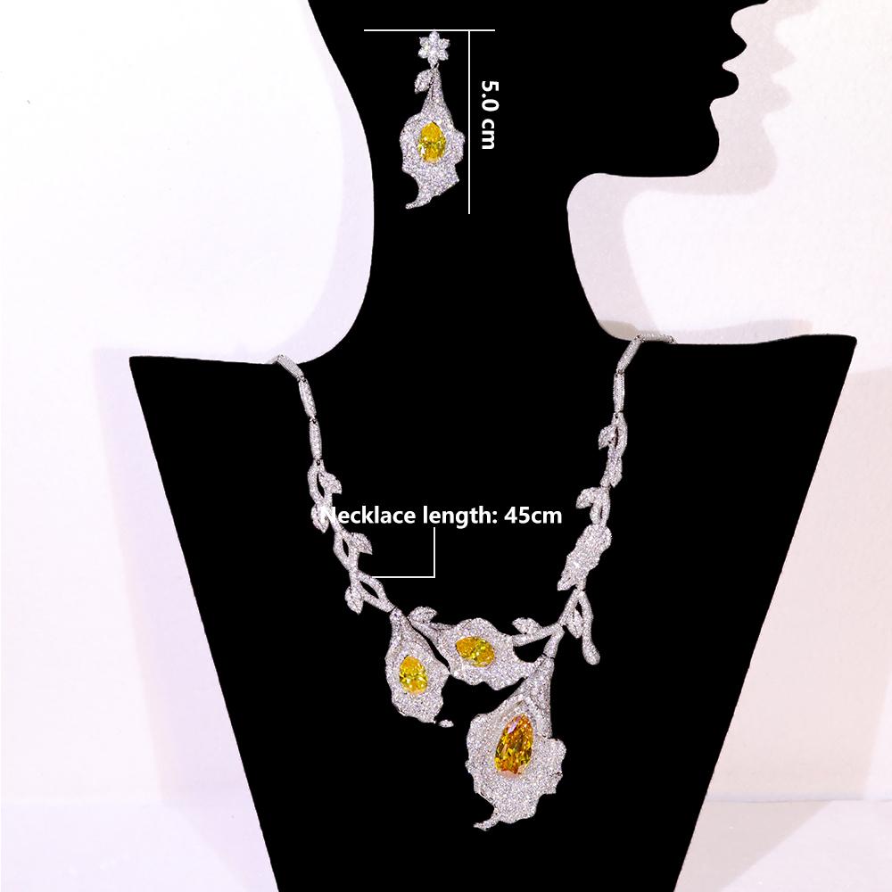 ASNORA Unique Flower Design Necklace Fashion Bridal Wedding Cubic Zirconia For Women Classic Party Jewelry Sets for Women