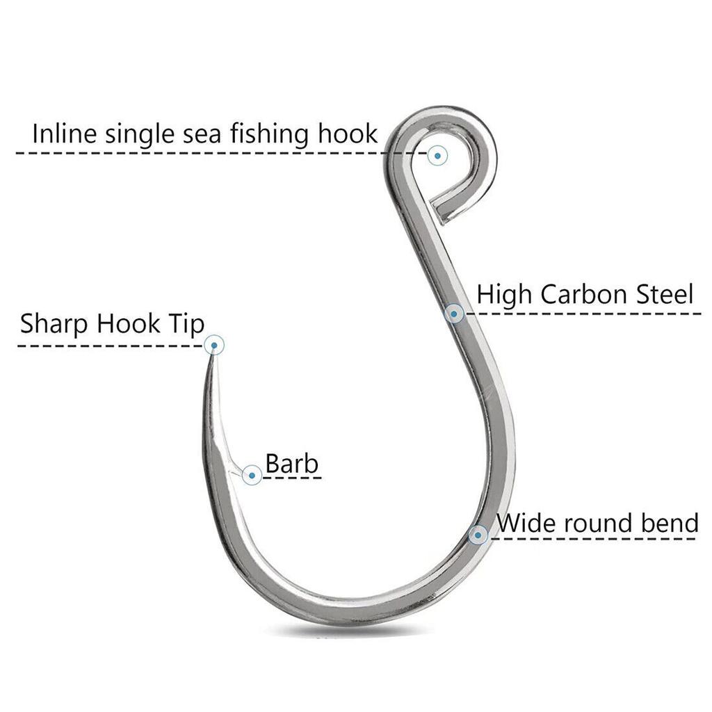 FishTrip Inline Single Hooks 25pcs Replacement Hook Lures Hook Wide Gap for Treble Replacement