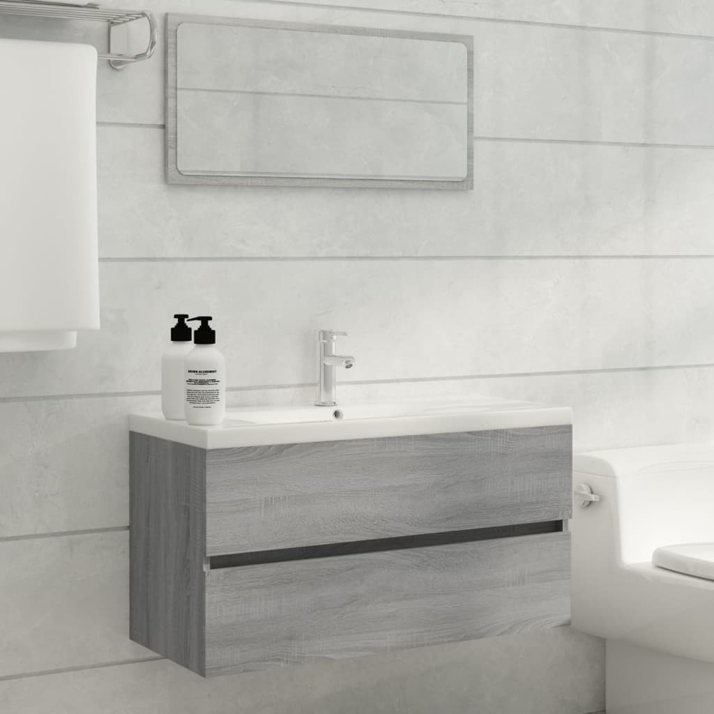 Bathroom Vanity Cabinet Gray Sonoma 90 X 38.5 X 45 Cm Particleboard