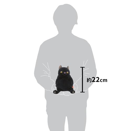 Shinada Global Mochi Series Mochi Neko Black (M) 14 X 14 X 22cm Plush Cat Animal MONE-0230B