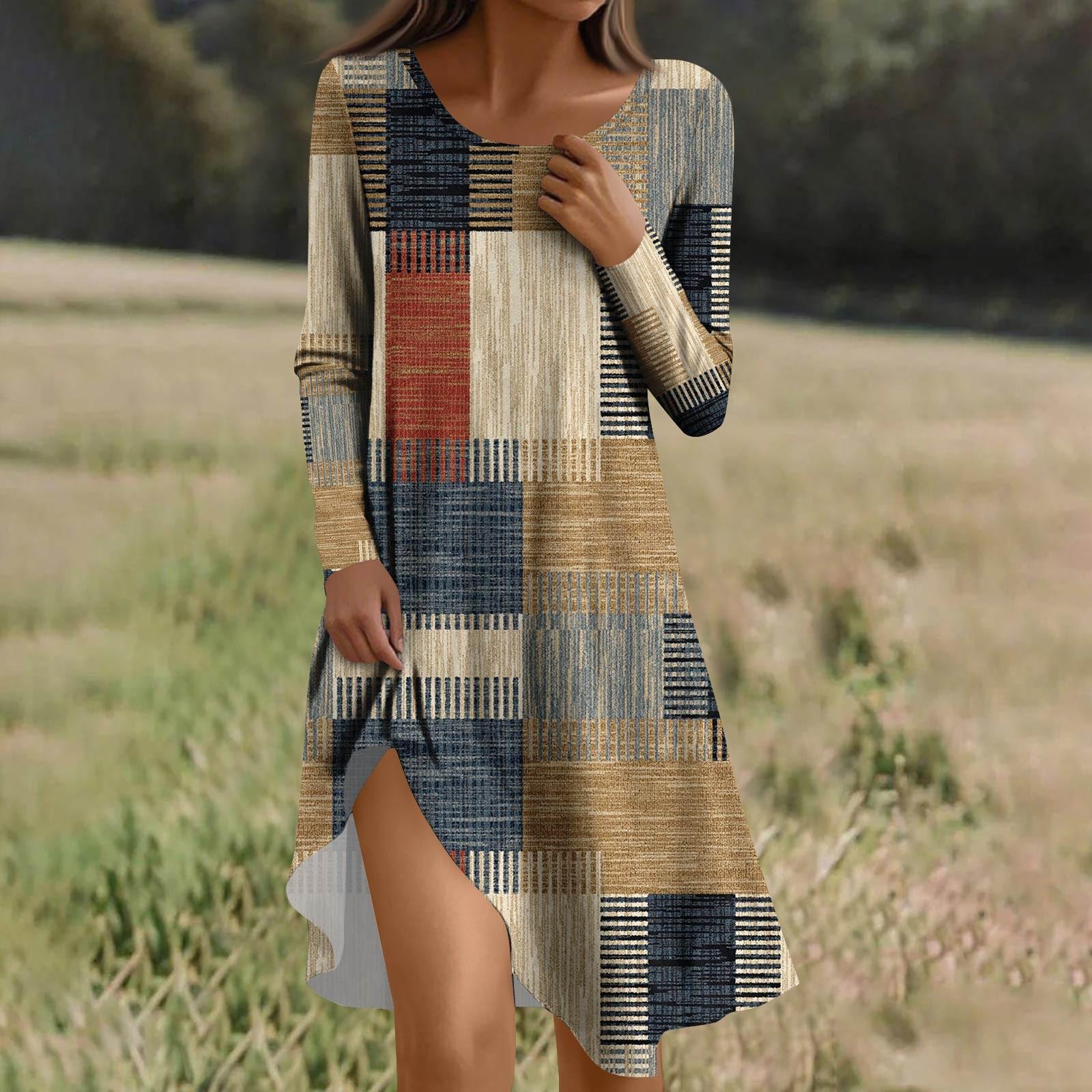 

Платье с длинным рукавом для женщин, повседневное, свободного кроя, с принтом, с карманами XL жёлтый