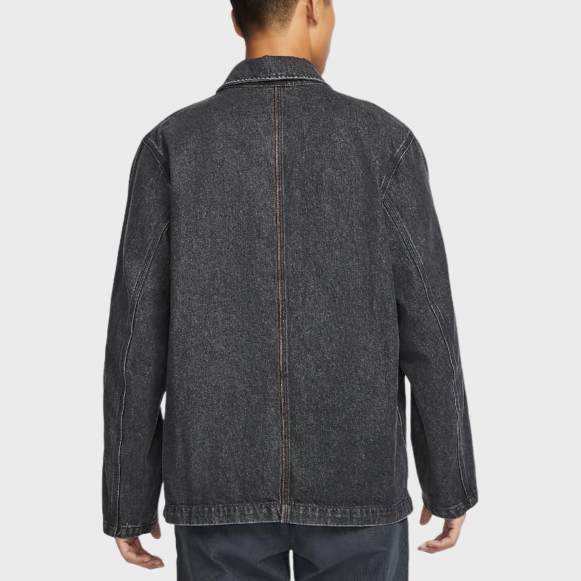 Nike Life Series Comfortable Solid Color Polo Collar Work Long Sleeve Jacket Men Jackets Black HV1814-010