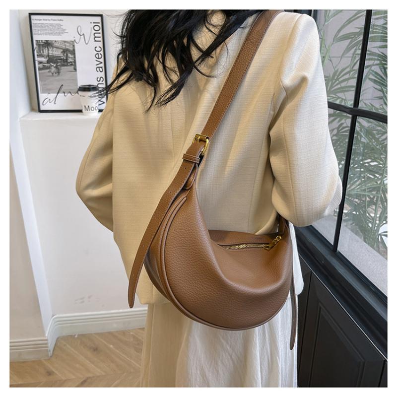 Fashion Soft Leather Crescent Crossbody Bags Casual Hobo Sling Shoulder Bag With Adjustable Strap Roomy For Daily Commute Travel