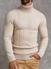 Men's Classic Cable Knit Turtleneck Sweater - Warm Ribbed High Neck Winter Pullover with Long Sleeves for Everyday Comfort and Style.