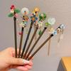 Elegant Wooden Hair Stick Chinese Style Hairpin Flower Hair Forks  for Cosplay Party