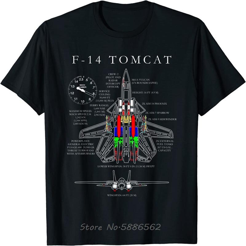 F-14 Fighter Tomcat Specs Men T-Shirt Short Sleeve Casual Unisex Cotton T Shirt Summer TShirt Oversized Tees Clothing Streetwear