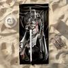 Medieval Knight Templar Beach Towel Flat Print Crusader Warrior Sword Bath Towels Quick Dry for Men Travel Outdoor Gift