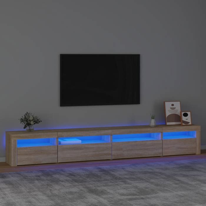 VidaXL TV Stand with LED Lights Entertainment Center Storage Media Console Living Room Furniture Home 3152748