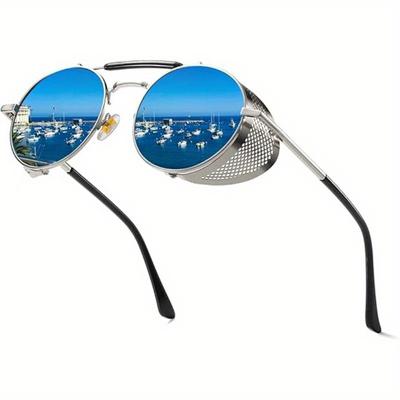 Gafas de Sol Steampunk Retro de Moda Hombres Mujeres Vintage Moda Redondas Aleación Steam Punk