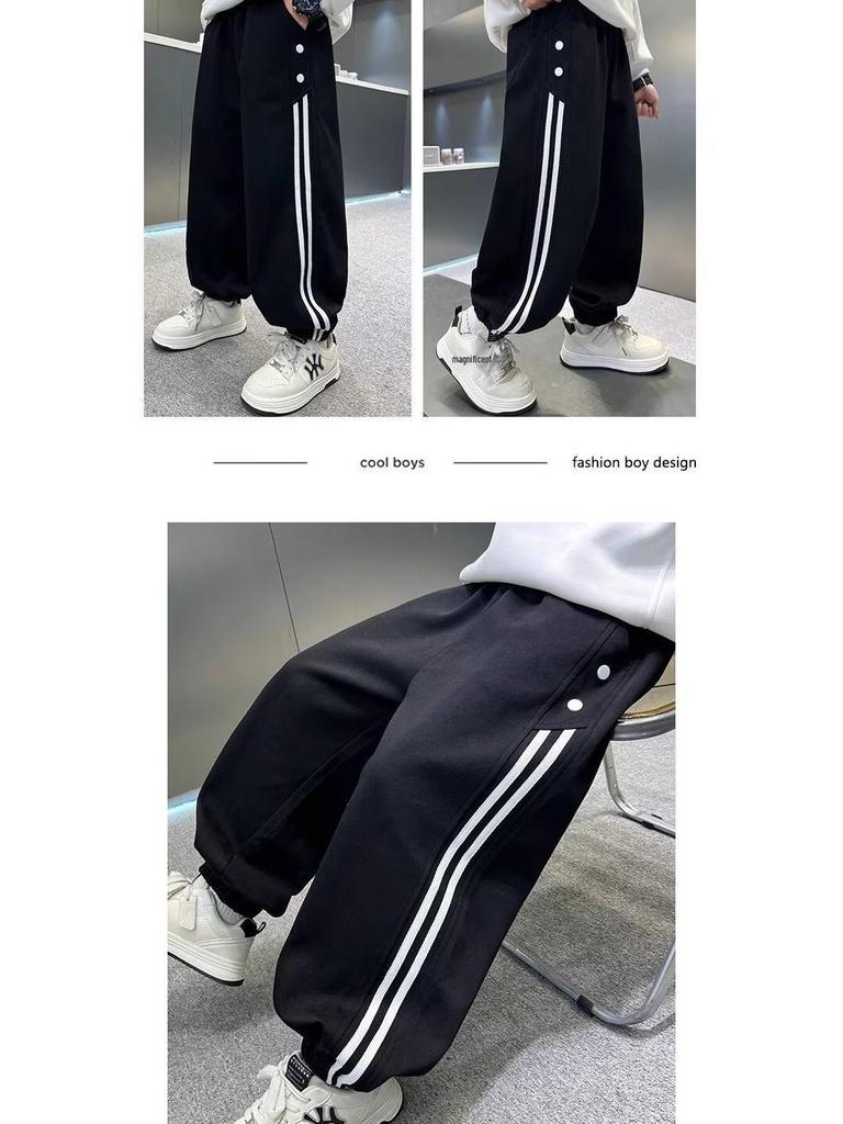 Boys' Autumn/Winter Casual Wide-Leg Sweatpants with Velvet - 2025 New Style