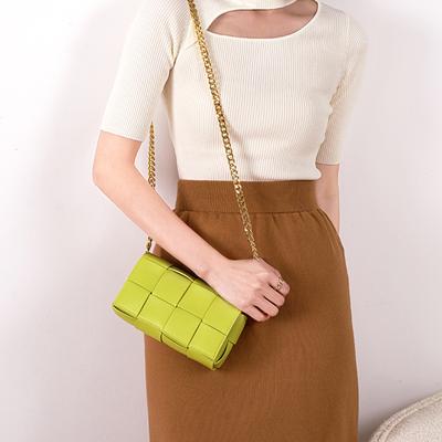 Small Square Bag Fashionable Multi-woven Cowhide Women's Bag Diagonal Back Method Candy Color Pillow Satchel Women's Tide Ins