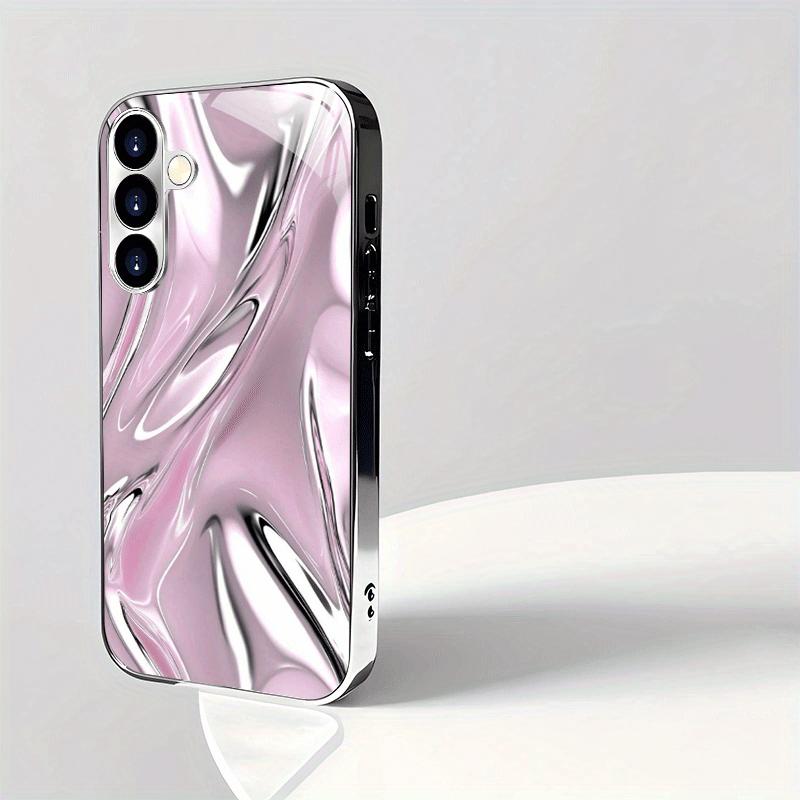 Purple water ripple pattern electroplated glass phone case, suitable for Samsung S26/S25/S24/S23/S22/S21/S20 and other models.