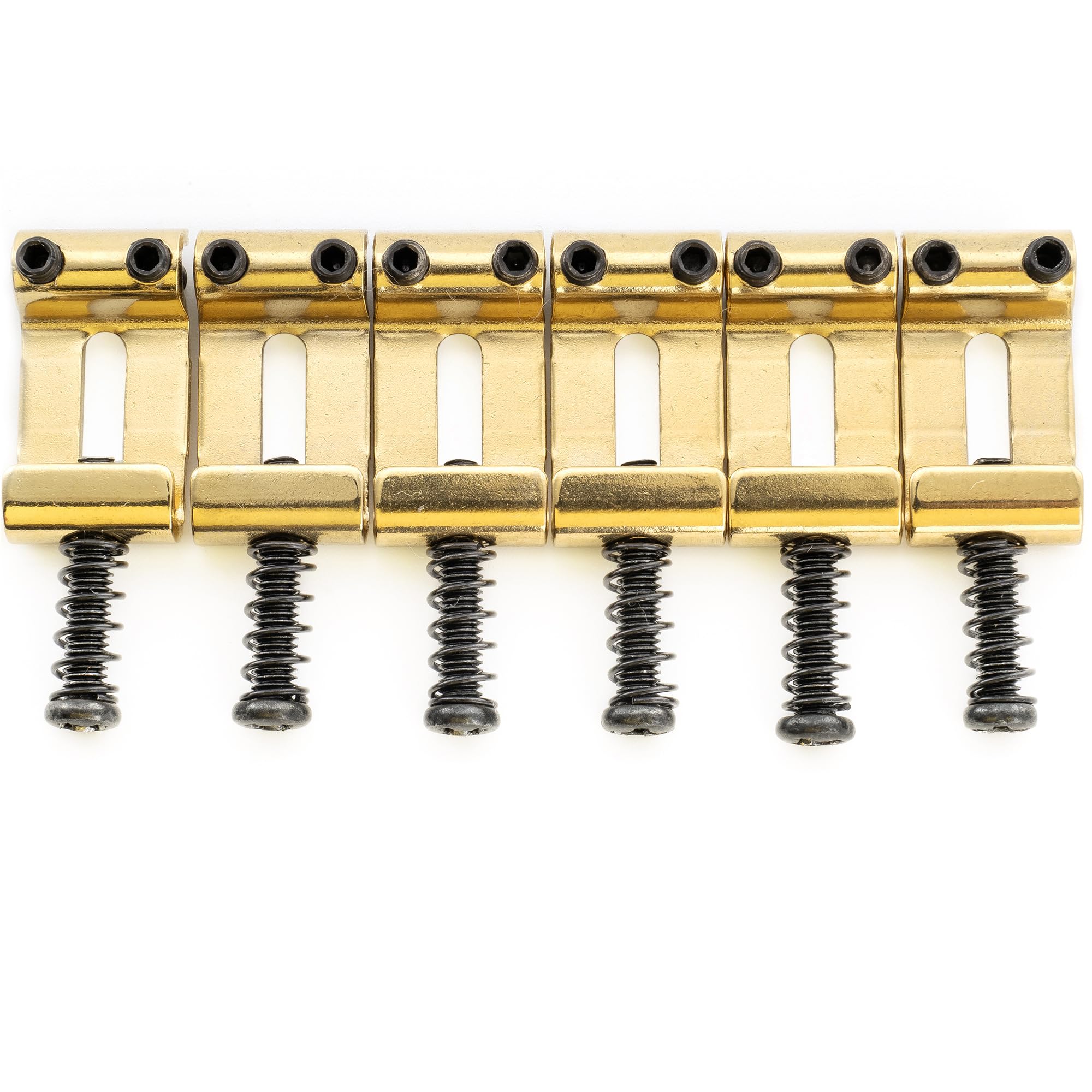 

Musiclily Ultra 11.2mm Pitch Hardened Steel Bridge Saddles for Vintage Stratocaster Electric Guitars, Gold (Set of 6)