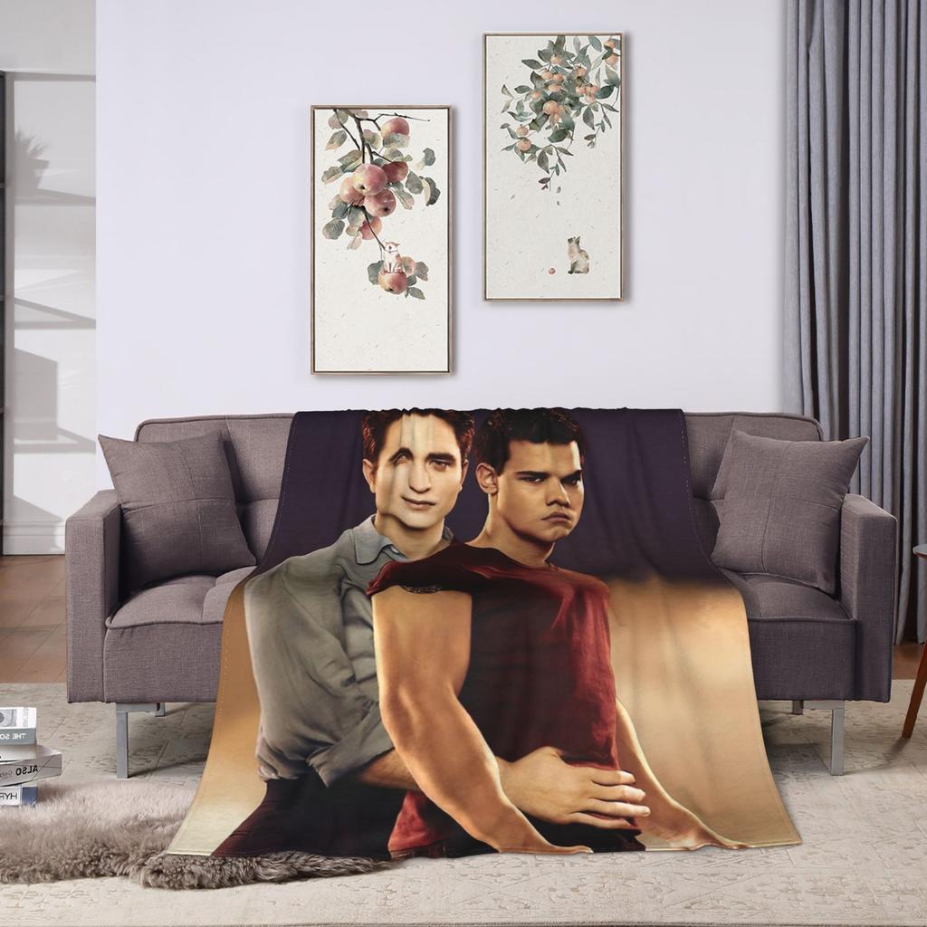 Lautner Jacob Black Blankets Coral Fleece Plush Winter Twilight Bella Breathable Warm Throw Blankets for Sofa Car Bedding Throws
