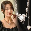 Titanium Steel Peach Heart Necklace Women'S Fashion Versatile Love Fringed Collarbone Chain Accessories Autumn And Winter Jewelry