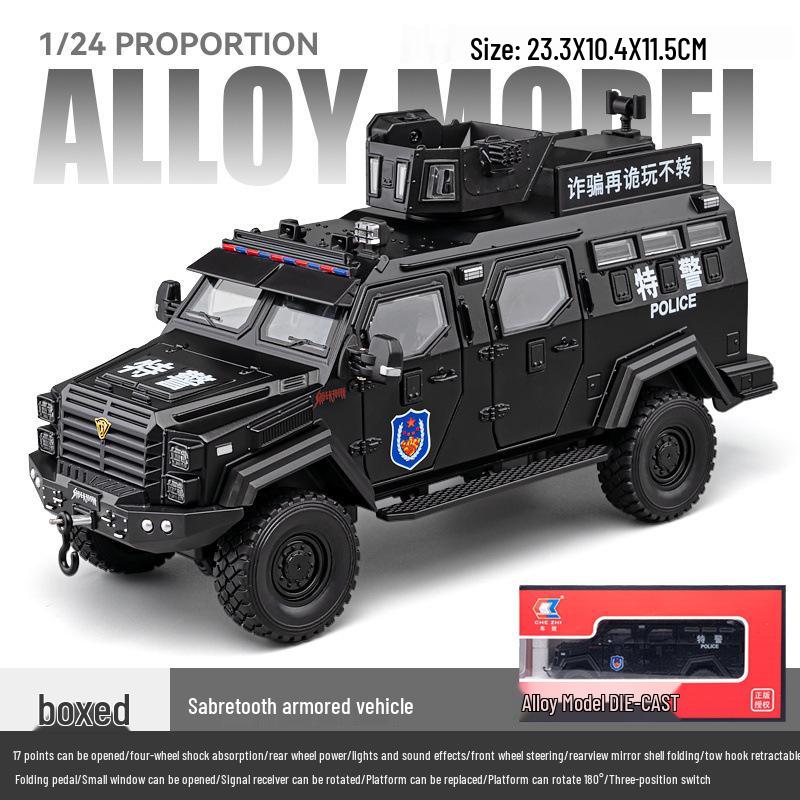 

Zhi C4072 Бронированная машина Sabretooth Масштаб 1/24 Звук и свет Инерционная литая игрушка из сплава для детей