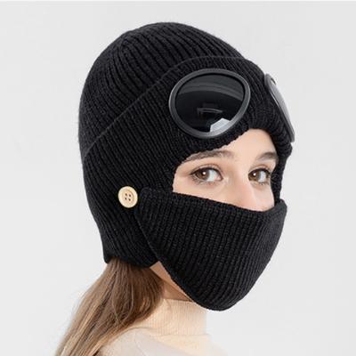 Unisex Mask, Goggles, Beanie Hat, Cold-weather Warm Winter Knit