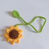 Floral Bookmark Portable Flower Tie Handmade Knitted Floral Curtain Tiebacks Crocheted Strawberry Hanging Flower Bag for Book