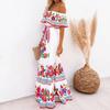 Women Dress Floral Print Off Shoulder Temperament Strapless Slim-fitting Sundress for Party