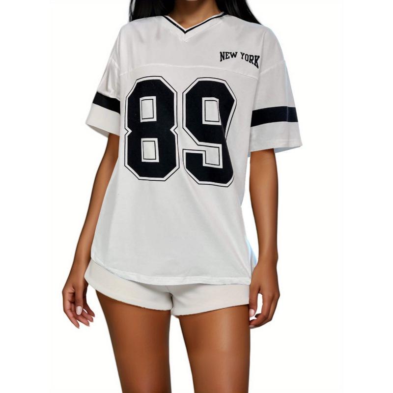 Women s Loose Fit Letter Print Casual T-Shirt XL