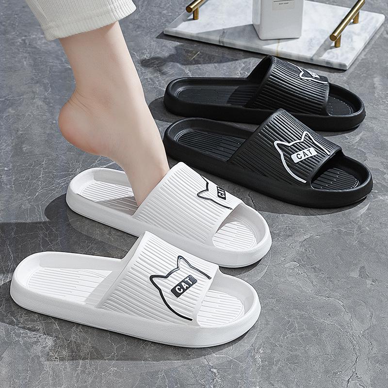 New Women's Indoor/Outdoor EVA Slippers - Deodorant, Non-Slip, Step-On-Cloud Feel, Cat Design, Perfect for Bathroom & Couples.