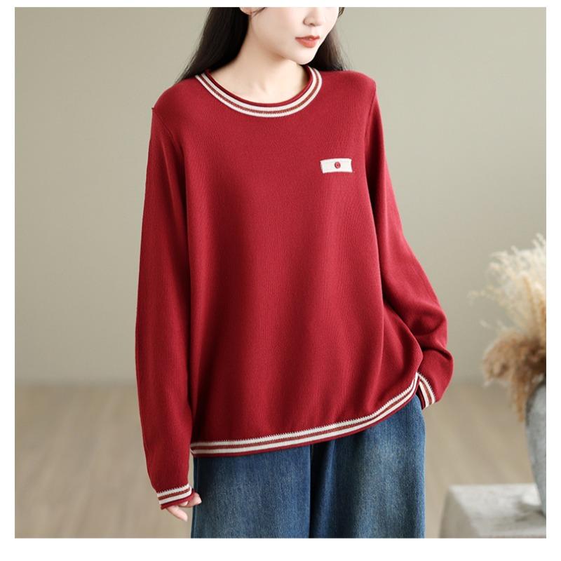 DIMANAF 2026 Autumn Winter New Plus Size Women Pullovers Knitted Shirt Long Sleeve O-Neck Casual Vintage Lady Tops Tees