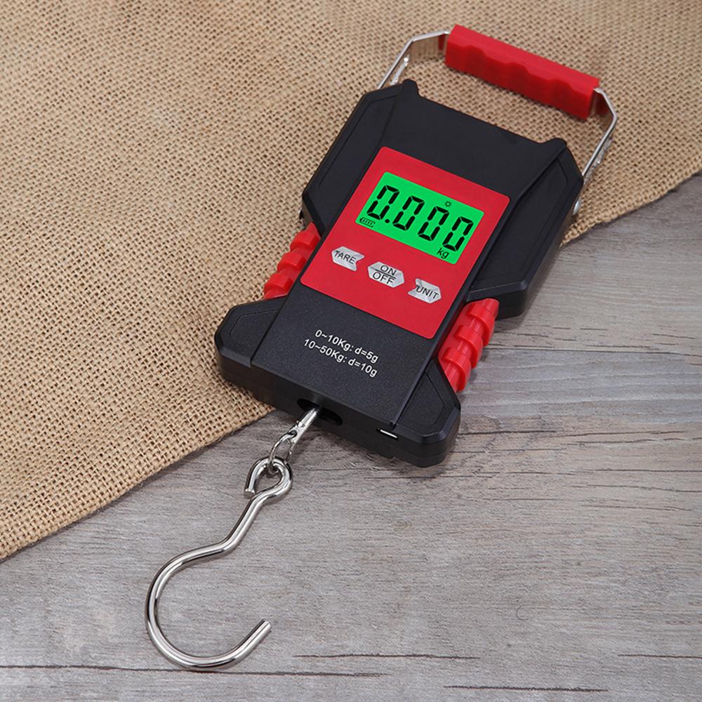 Portable Fish Scale 50kg/110lb Rechargeable Digital Hanging Fishing Luggage Scale with 1.5M Tape Measure