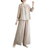Plus Size Women's Cotton Linen Embroidered Two-Piece Set - Spring Fashion