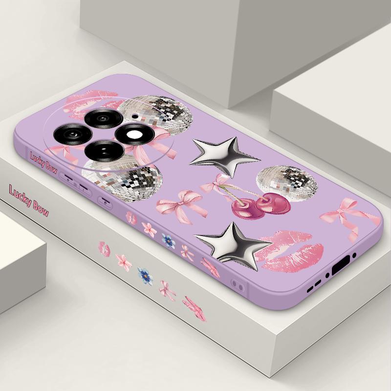 Case For OnePlus 15 13 13T 12 Cherry Bowknots Lips Disco Ball Pattern Shockproof Bumper Soft Silicone Cover For Oneplus Nord 5 13R 12R 11R 5G