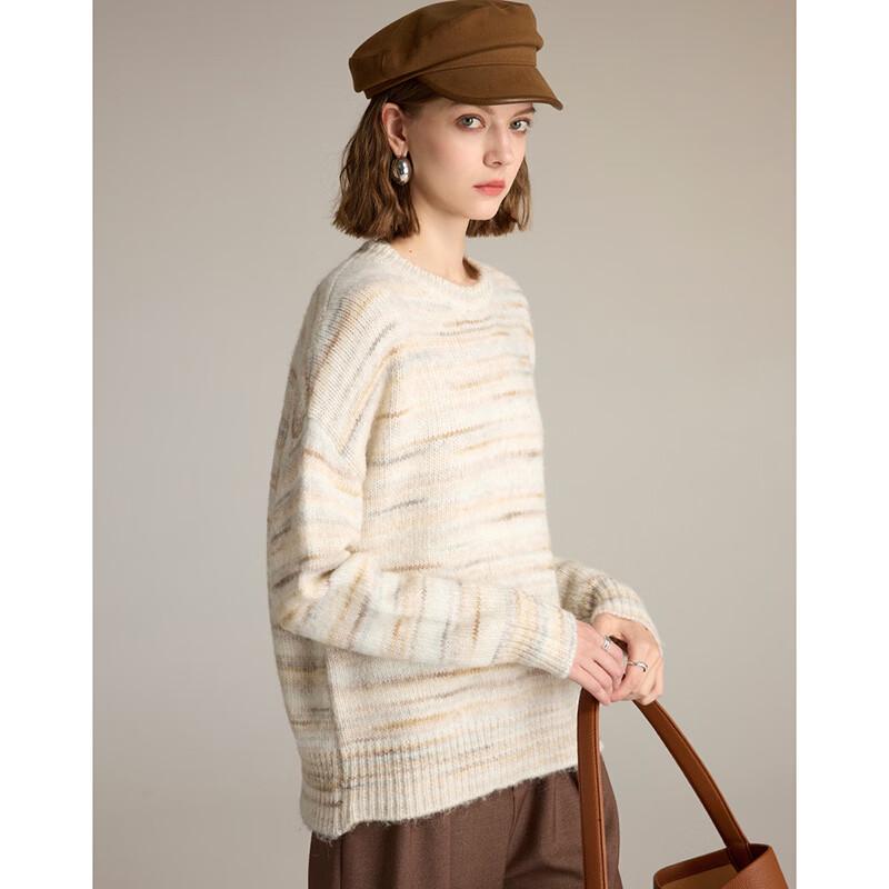 Women's Wool-Blend Striped Round Neck Knit Sweater
