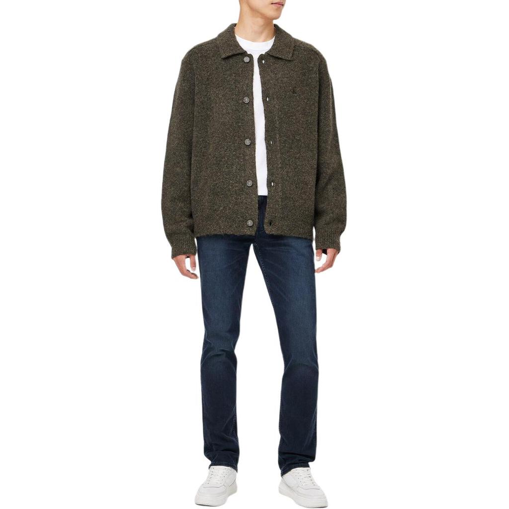 Calvin Klein Solid Color Polo Neck Comfortable Knitted Long Sleeve Jacket Men Jackets Brown J326675-PBX