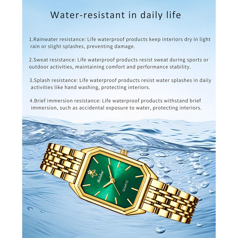 Elegant Vintage Octagonal Ladies Wristwatch Golden Case Quartz Watches Wateproof Steel Strap