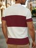 Men's Outdoor Polo Shirt, Available in Multiple Sizes, White with Burgundy Contrast Color Print, Simple Color-block Design. Men's Top Suitable for