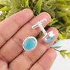 Natural Blue Cat's Eye Gemstone 925 Sterling Silver Handmade Jewelry Cufflinks CL-2-22