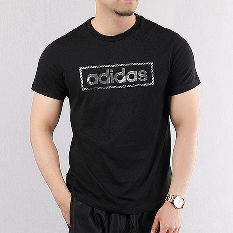 adidas T Shirts Men's Black Crew Neck Moderate Straight Fit DY8721