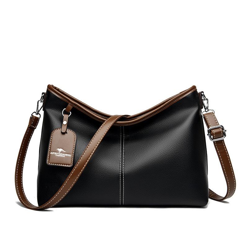 

Повседневная сумка кроссбоди для женщин Вместительная женская сумка с узором личи и стильная одноплечевая сумка чёрный