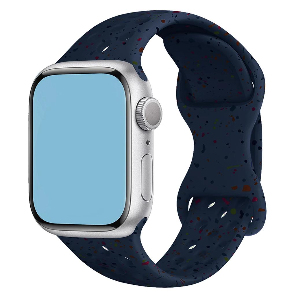 Original Silikonarmband für Apple Watch Band 44mm 45 46 40 41 38 42mm Armband Atmungsaktiv iwatch Serie 10 9 8 SE 7 6 Ultra 2 49mm