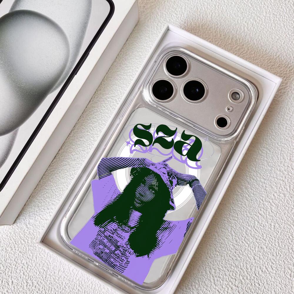 Saturn Singer S-SZA Phone Case For iPhone 17 16 15 14 13 12 Pro Max Plus With Magnetic Crystal Clear Case Wireless Charge