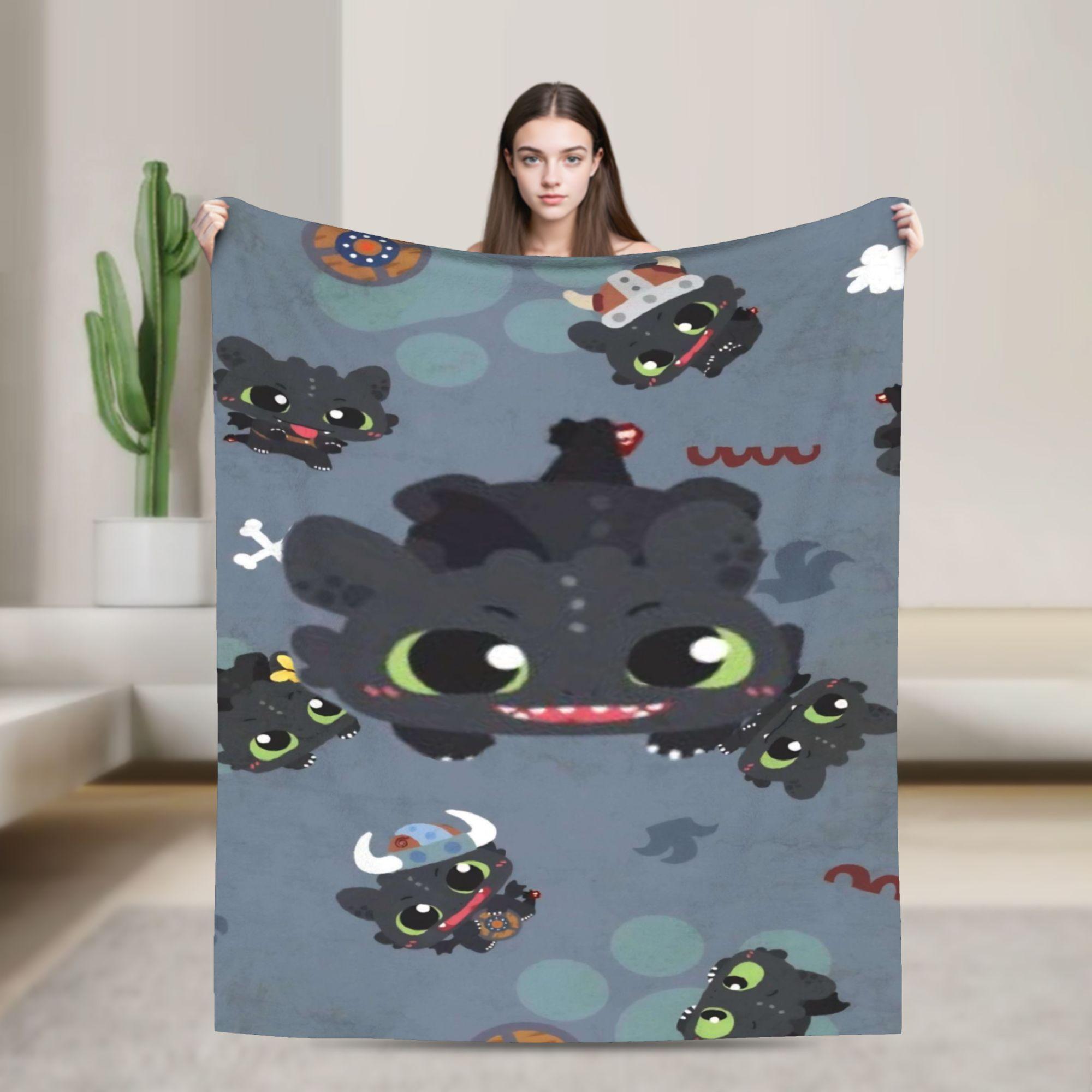 

Cartoon cute T-Toothless Flannel Blanket Winter Super Warm Throw Blanket for Child Outdoor Novelty Bedspread Sofa Bed Cover 30x40in